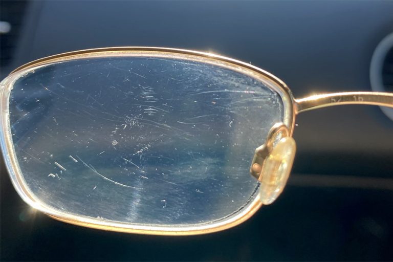 scratched eyeglasses